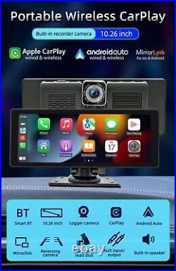 10.26 IPS Dash Cam Rearview Camera Carplay Android Auto Front DVR GPS