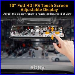 10'' Car Dash Camera Front and Rear View Mirror Reverse Camera DVR HD Dual Lens