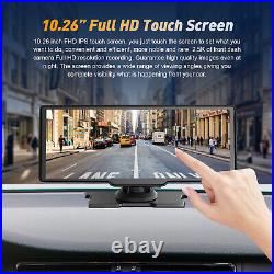 10 Inch Dash Cam Wireless CarPlay Android Auto Front and Rear Camera WithWIFI FM