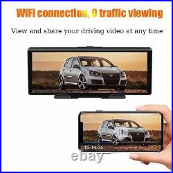 10 Inch Dash Cam Wireless CarPlay Android Auto Front and Rear Camera WithWIFI FM