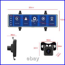 11.26'' IPS R-H Lens GPS Mirror Car Dash Cam Touch Screen Dual Front&Rear Camera