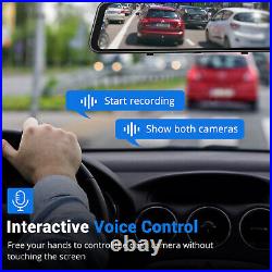 12 In Dash Cam Car DVR Recorder Camera 4K Wifi GPS Voice Front Rear View Mirror