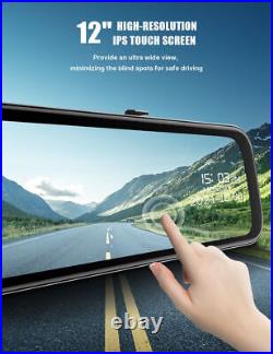 12 Mirror Car Dash Camera Touch Screen Front & Rear Backup Camera Voice Control