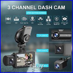 3 Channel 4K/2.5K GPS WIFI & APP Dash Cam Car Camera Front Rear Inside G-sensor