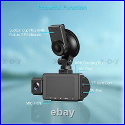 3 Channel Dash Cam Front and Rear Inside Dash Camera for Cars 2K+1080P+1080P HD