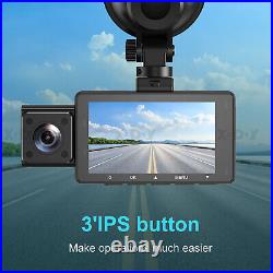 3 Channel Dash Cam Front and Rear Inside Dash Camera for Cars 2K+1080P+1080P HD