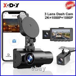 3 Lens Dash Cam Front Rear Internal Camera 2K+1080P+1080P WIFI GPS G-Sensor DVR
