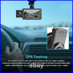3 Lens Dash Cam Front Rear Internal Camera 2K+1080P+1080P WIFI GPS G-Sensor DVR
