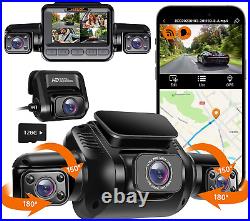 360° 4K Dash Cam, 4 Channel Camera 2K Front, 5Ghz GPS, Voice ctrl, 128GB Card
