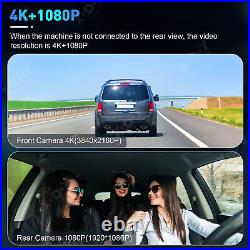 4K Dash Cam Front Rear WiFi GPS Car Camera with 12 Inch Screen Night Vision