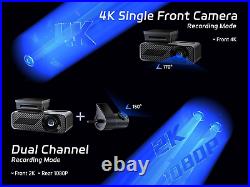 4K Dual Dash Cam Front and Rear, 4K Front Dash Camera G-Sensor Night Vision -NEW