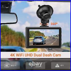 4K FHD Dash Cam GPS WIFI Front And Rear Car Camera Reverse Recorder Night Vision