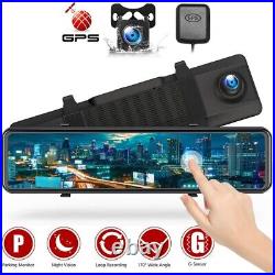 4K GPS Mirror Car Dash Cam 12 Touch Screen Dual Front and Rear Camera Wifi
