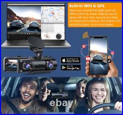 4K WiFi Dash Cam GPS Car DVR Camera Dual Front Cabin Night Vision with 64G Card