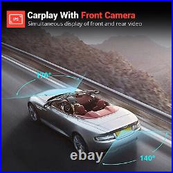 7'' Dash Cam Carplay Touch Screen Car DVR Recorder 2.5K Front +1080P Rear Camera