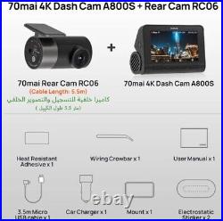 70mai Dash Cam A800S 4K UHD Front Dashcam + RC06 Rear Car Camera GPS WiFi ADAS