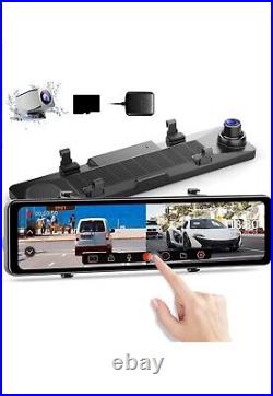AZDOME 2.5K Mirror Dash Cam 12 IPS Touch Screen Front and Rear View Camera