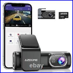 AZDOME Dash Cam Front Rear 2K+720P Built-in Wi-Fi Voice Control Dash Camera for
