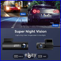 AZDOME Dual Dash Cam UHD 4K 1080P WIFI GPS Front Rear Car Camera IR Night Vision