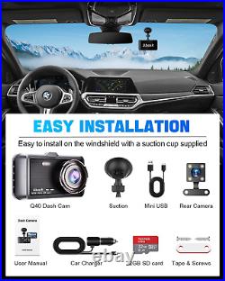Abask Dash Cam Front and Rear 1080P, Dashcam Car Camera with Night Vision, Mode