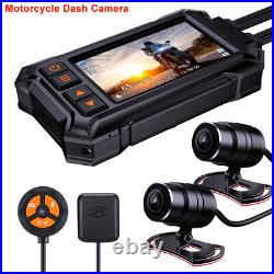 BlueSkySea Motorcycle Dash Camera GPS Front Rear 1080P 148° Angle Parking Mode