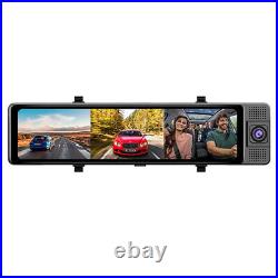 Car DVR 3Lens Dash Camera 11.26in Rearview Mirror Recorder Front Inside Rear Cam