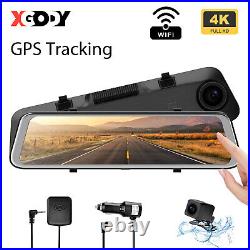 Car GPS WIFI Dash Cam Front And Rear Touch Mirror Car DVR Video Recording Camera