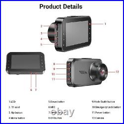 Car Truck Van Dual Dash Cam Kit Front Rear Camera Reverse Backup Cam 4K Quality