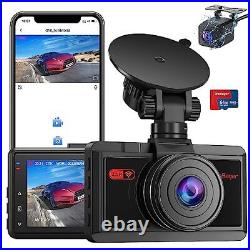 Dash Cam Front & Rear WiFi 2.5K+1080P Dual Dashcam for Cars with 64G FREE UK P&P
