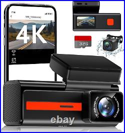 Dash Cam Front and Rear 4k & 1080P Car Camera Dash Cam with WiFi, Dual Dashcam