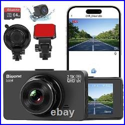 Dash Cam Front and Rear Dash Camera for Cars, WiFi Car Camera Dash Cam WithFree