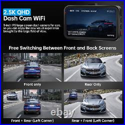 Dash Cam Front and Rear, Dashcam WiFi/APP Control Car Camera Dash Cam With 64G SD