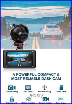 Dash cam front and rear camera, 1080P Full HD Dashboard Camera for cars, 170° Wi