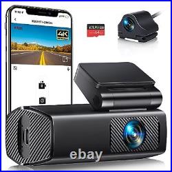 EUKI 4K Dash Cam Front and Rear wireless with WiFi, Dual Dashcam, Car Camera