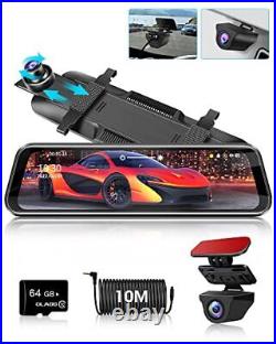 Mirror Dash Cam 10'' 1080P Right Side Front Camera Dual Dash Cam Front and Rear