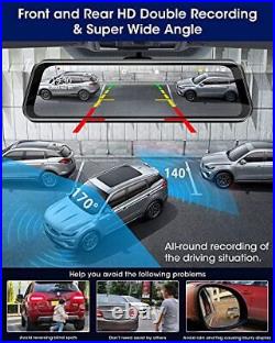 Mirror Dash Cam 10'' 1080P Right Side Front Camera Dual Dash Cam Front and Rear