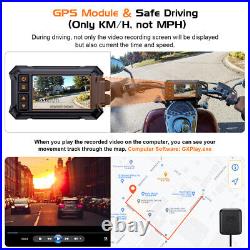 Motorcycle Camera Dual Front and Rear 1080P WIFI GPS Motorbike Dash Camera 64GB