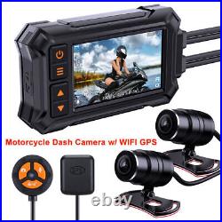 Motorcycle Dash Cam Dual Front and Rear 1080P WIFI GPS Motorbike Camera Recorder