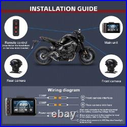 Motorcycle Dash Cam Front Rear Camera 1080P Parking Mode Loop Recording TPMS