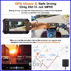 Motorcycle Dash Camera Waterproof GPS WIFI Front+Rear 1080P G-Sensor + 64GB Card