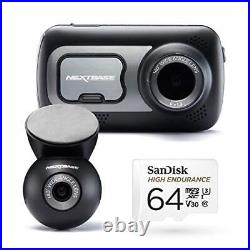 Nextbase 522GW Dash Cam Front and Rear Camera with Class 10 U3 64gb SD Card