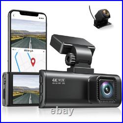 REDTIGER 4K Dash Cam Car Camera Front and Rear Built in GPS WiFi for Cars