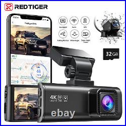 REDTIGER 4K Dash Cam Front and Rear Dual Dash Camera For Cars With 32GB SD Card