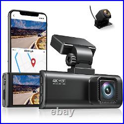 REDTIGER 4K Dash Camera Car Camera Front and Rear Built in WiFi & GPS for Cars