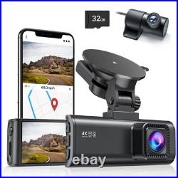 REDTIGER Dash Cam Dual Dash Camera Built in WiFi GPS Front and Rear for Car