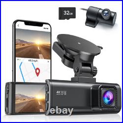 REDTIGER Dash Cam Dual Dash Camera Front and Rear Built in WiFi GPS for Car