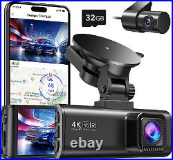 REDTIGER Dash Cam Front Rear, 4K/2.5K Full HD Camera for Cars, Free