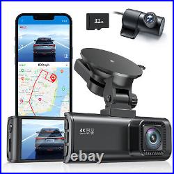 REDTIGER Dash Cam Front and Rear 4K Dual Dash Camera Built-in WiFi GPS for Car