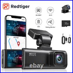 REDTIGER Dash Camera 4K Front and Rear Dash Cam Free Hardware Kit+32SD Card
