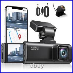 REDTIGER Front and Rear 4K Dash Camera Free Hardwire Kit Dash Cam Wifi